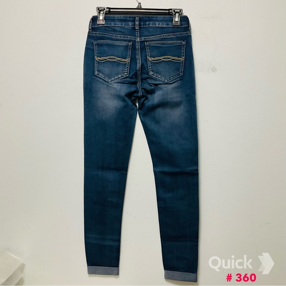 sz 5 - New Eighty Two Med Blue Cuffed Cropped Skinny Jeans - Picture 4 of 6